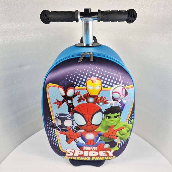 Marvel Spidey Amazing Friends Kids Scooter Luggage Ride-On Suitcase adjustable - Picture 1 of 16